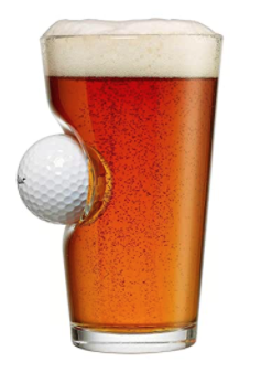 Pint Glass with Real Golf Ball 
